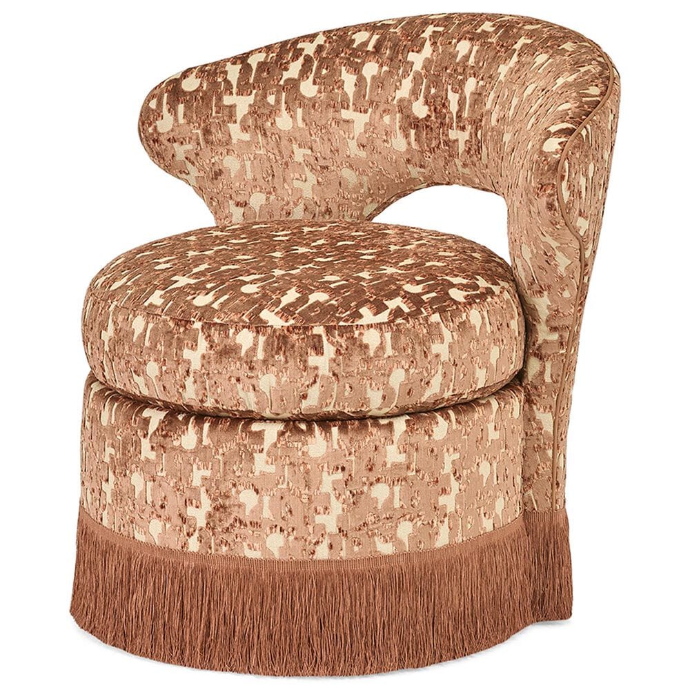 Massoud Furniture Libby Swivel Chair in Mamba Mocha and Mae Coral, , large
