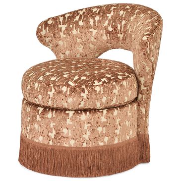 Massoud Furniture Libby Swivel Chair in Mamba Mocha and Mae Coral, , large