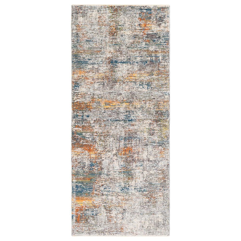 Surya Presidential PDT-2305 3"3" x 8" Blue, Gray and Orange Runner, , large
