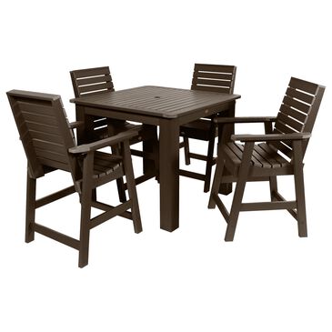 Highwood USA Weatherly 5-Piece Square Patio Counter Height Dining Set in Weathered Acorn, , large