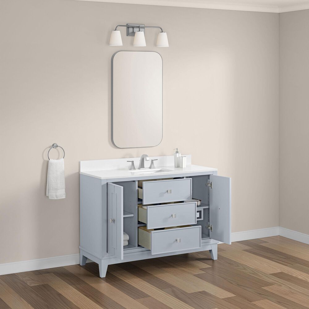 37B Kinsale 48" Single Bathroom Vanity Cabinet in Soft Blue with White Composite Stone Top and Backsplash, , large