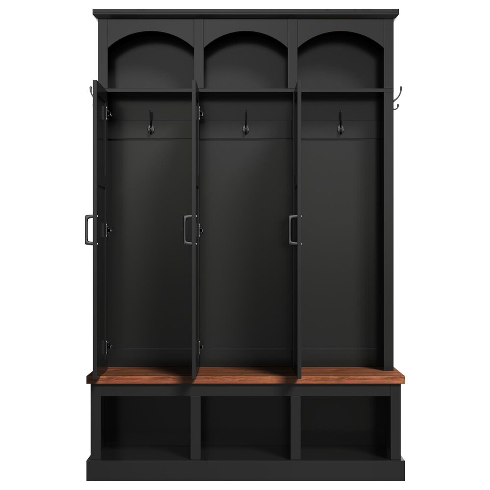HOMLUX 5-Hook Hall Tree with 3 Hidden Storage in Black and Walnut, , large