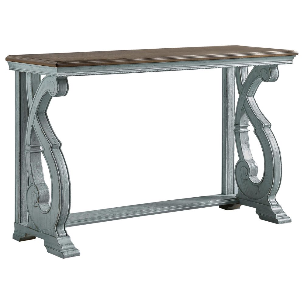 Furniture of America Rojas Console Table in Oak and Antique Blue, , large