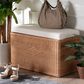 Baxton Studio Eamon Storage Bench with Brown Rattan in Cream, , large