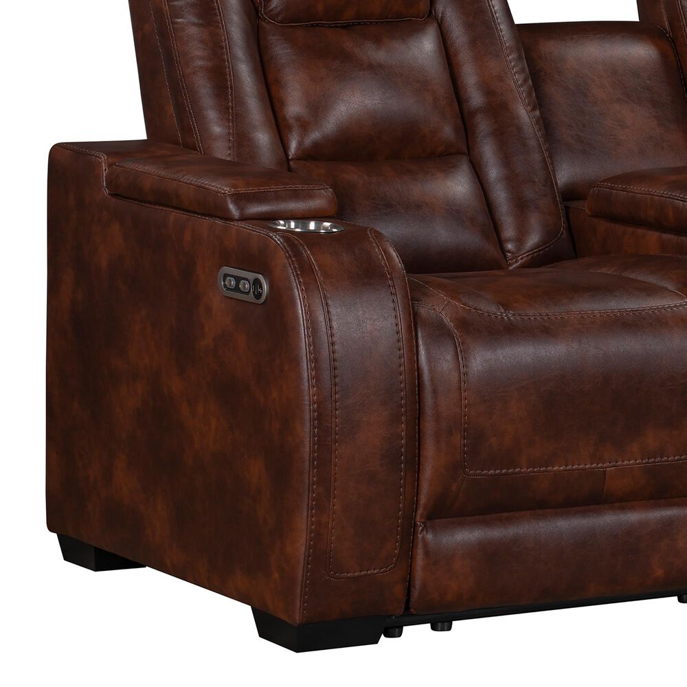 New Heritage Design Chester Power Reclining Loveseat in Brown, , large