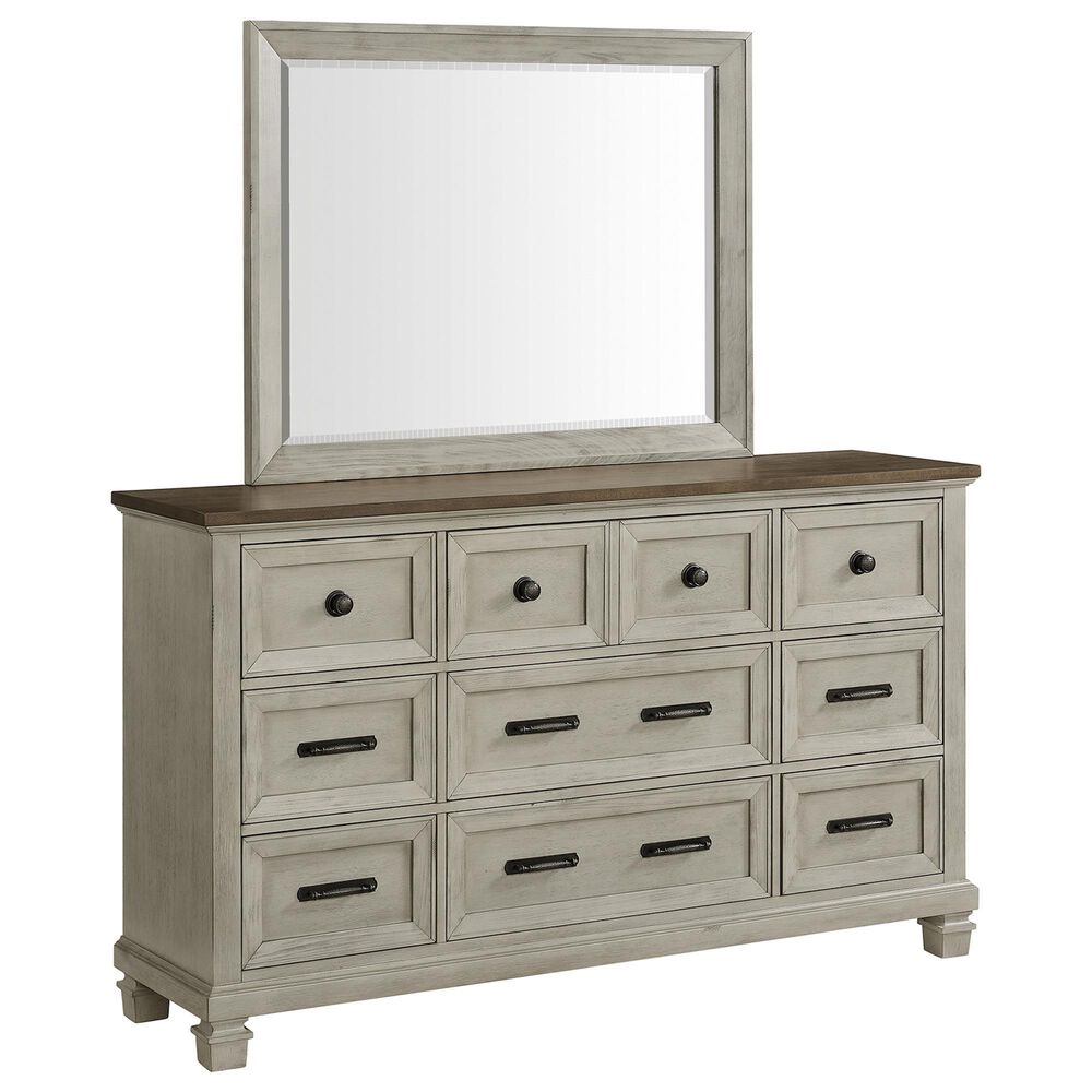 Mayberry Hill Farmington 5-Piece King Panel Bedroom Set in Medium Brown and Washed Stone, , large