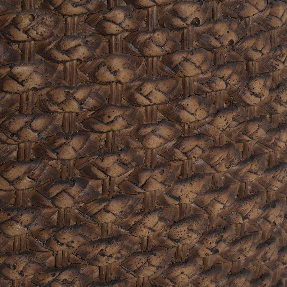 Hearth and Haven Outdoor Faux Rattan Side Table with Basket Weave Pattern in Brown, , large