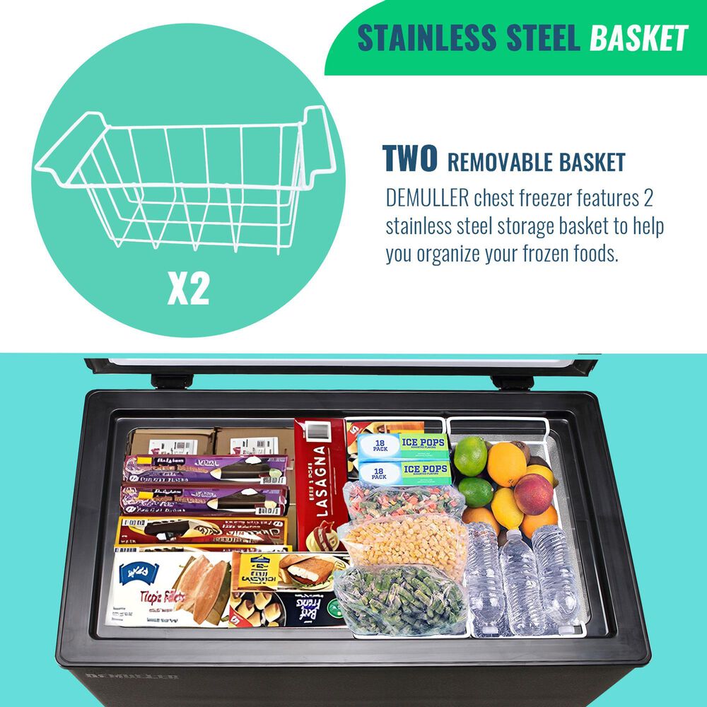 HOMLUX 3.5 Cu. Ft. Deep Chest Freezer with Removable Basket in Black, , large