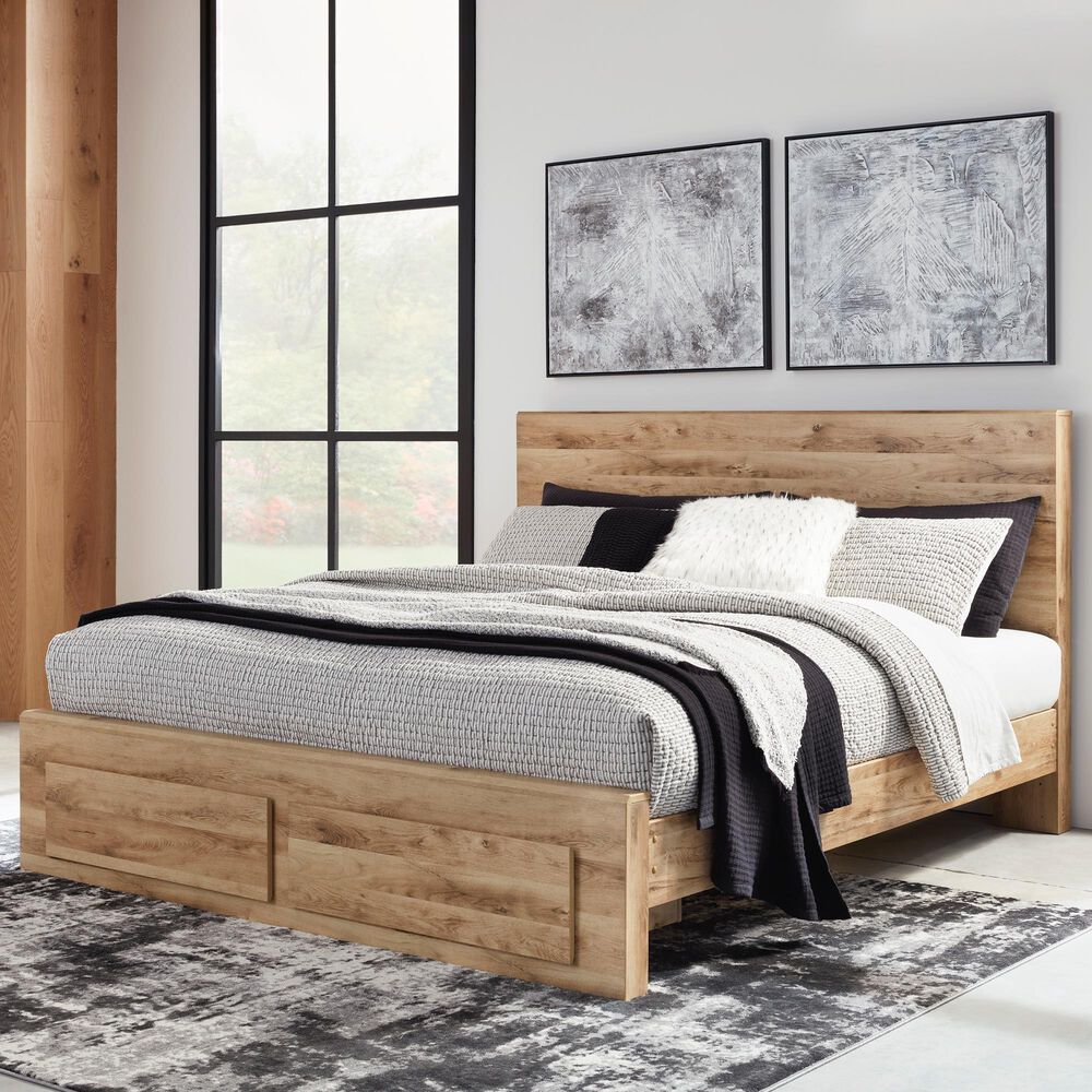 Ashley Hyanna Queen Panel Storage Bed in Tan Brown, , large