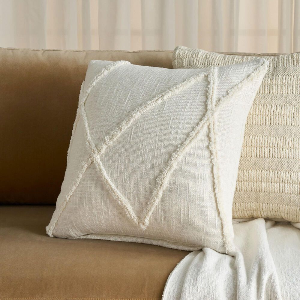 Nourison Lifestyle 18&quot; x 18&quot; Square Throw Pillow in White, , large