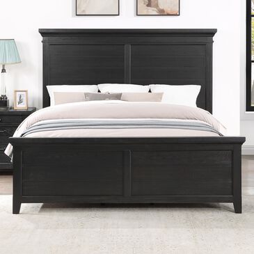 Davis International King Panel Bed in Lightly Distressed Black, , large