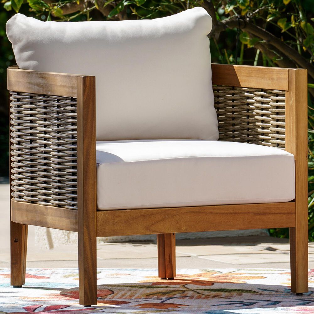 Linon Home Decor Chaddsley Patio Arm Chair in Beige, , large