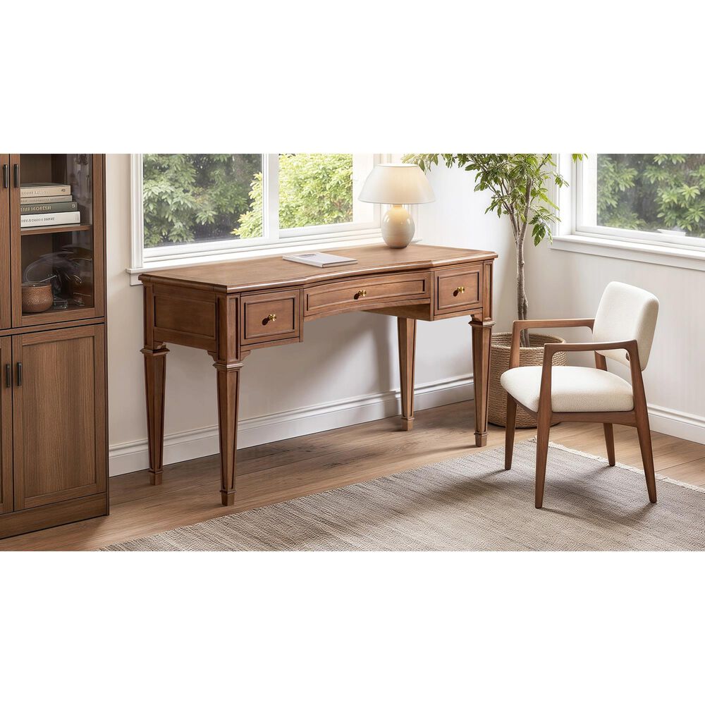 Jennifer Taylor Home Dauphin 55" 3-Drawer Executive Desk in Brown, , large