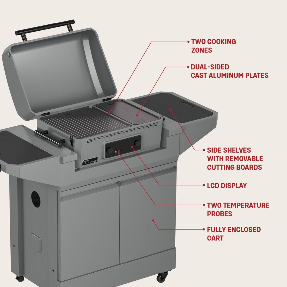 Tytus Anaheim and Emberwood 3-Piece Modular Duo with Tabletop Grill and Griddle in Gunmetal Gray, , large