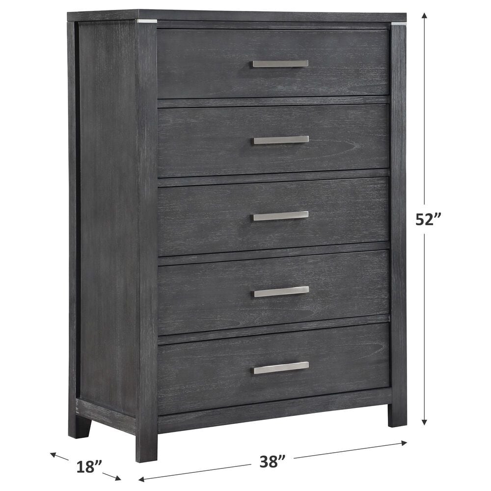 New Heritage Design Odessa 5-Drawer Chest in Charcoal and Silver, , large