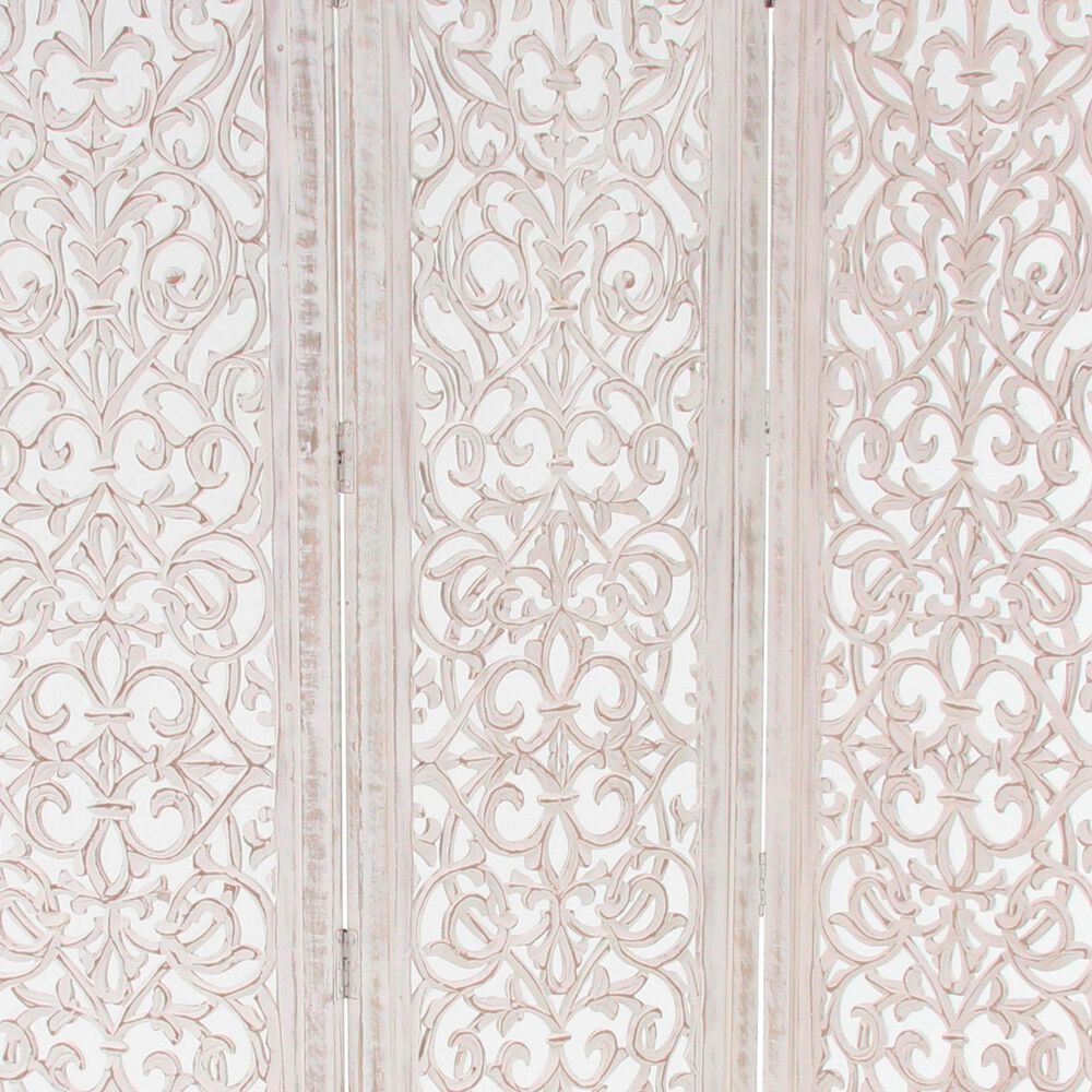 Maple and Jade 3-Panel Folding Screen in White, , large