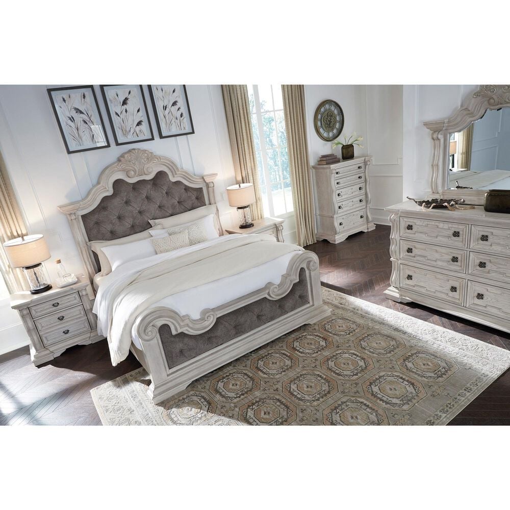 Ashley Bruchandi King Upholstered Panel Bed in Antique White, , large