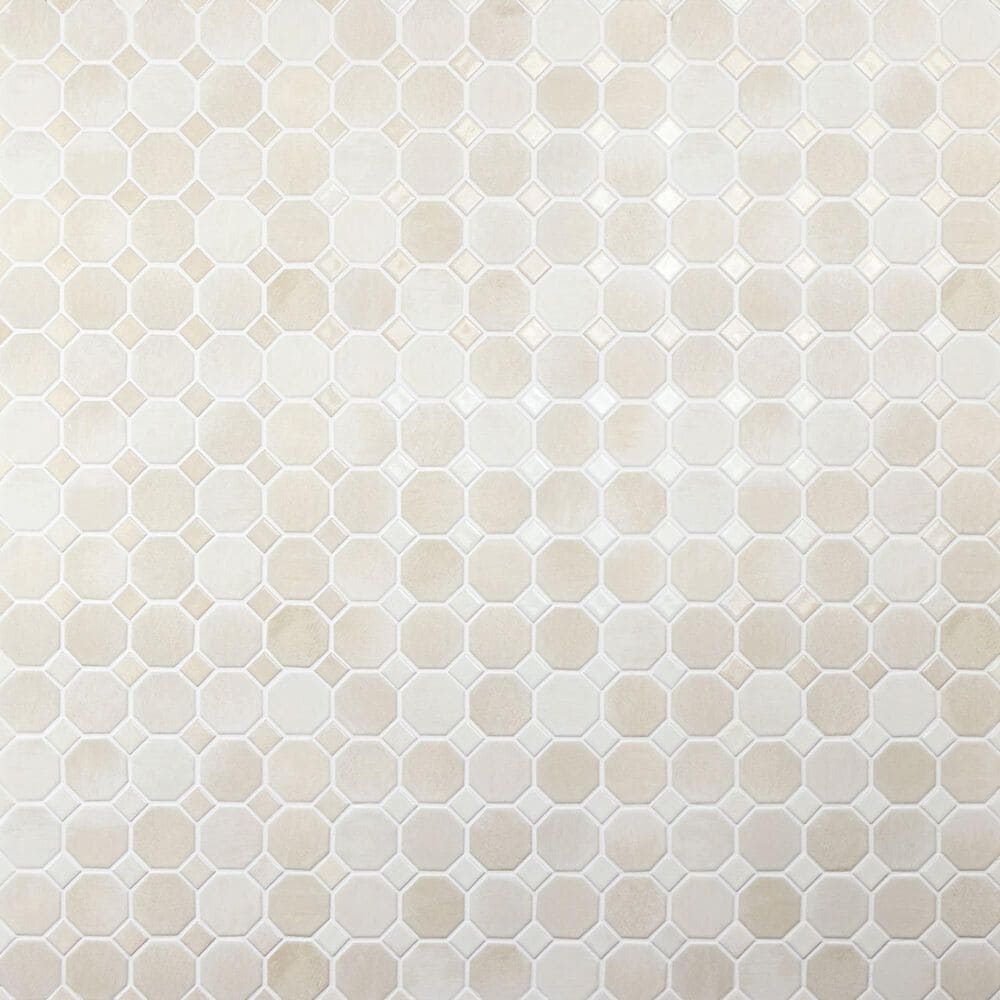 Dal-Tile Relicca Deckle 12" x 12" Octagon Dot Ceramic Mosaic Sheet, , large
