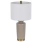 Cal Lighting Modica Ceramic Table Lamp in Sandy Gray and Antique Brass, , large