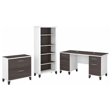 Bush Somerset 3 Piece Office Desk Set in Storm Gray/White, , large