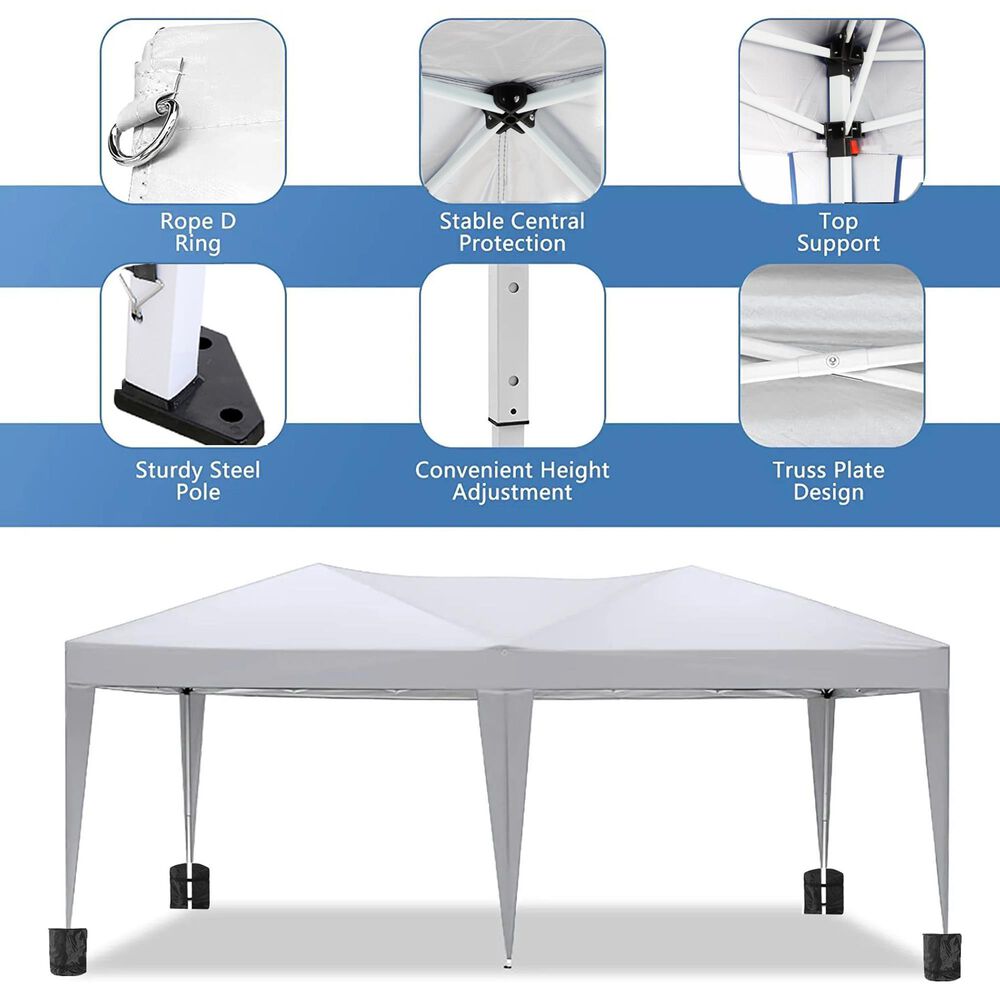 HOMLUX 10' x 20' Outdoor Pop Up Canopy Gazebo for Party in White, , large