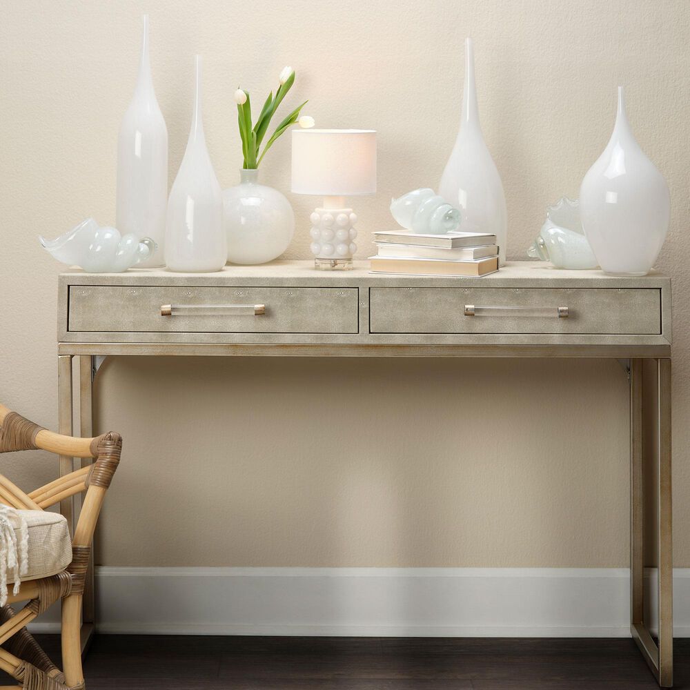 Splendor Living Benton Faux Shagreen Console Table in Cream, , large