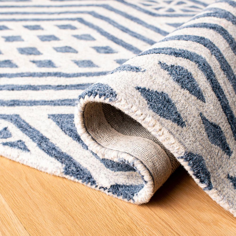 Safavieh Micro-Loop MLP611M 2&#39;3&quot; x 7&#39; Blue and Ivory Runner, , large