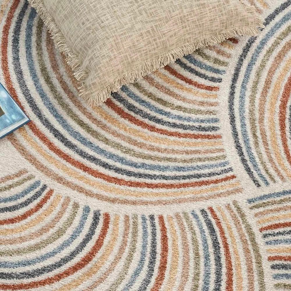 Nourison Astra Machine Washable 5&#39;3&quot; x 7&#39; Ivory and Multicolor Area Rug, , large