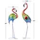 Maple and Jade 2-Piece Tall Textured Rainbow Flamingo Decorative Garden Sculpture Set in Multicolor, , large