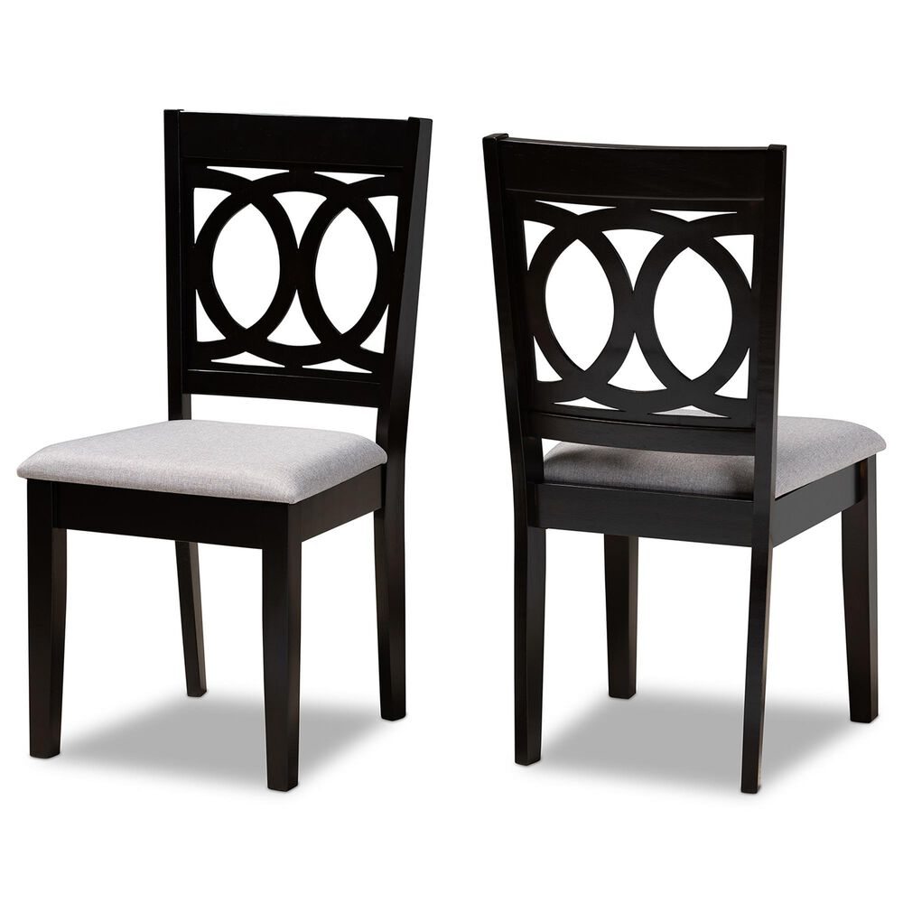 Baxton Studio Lenoir Side Chair with Grey Cushion in Espresso Brown (Set of 2), , large