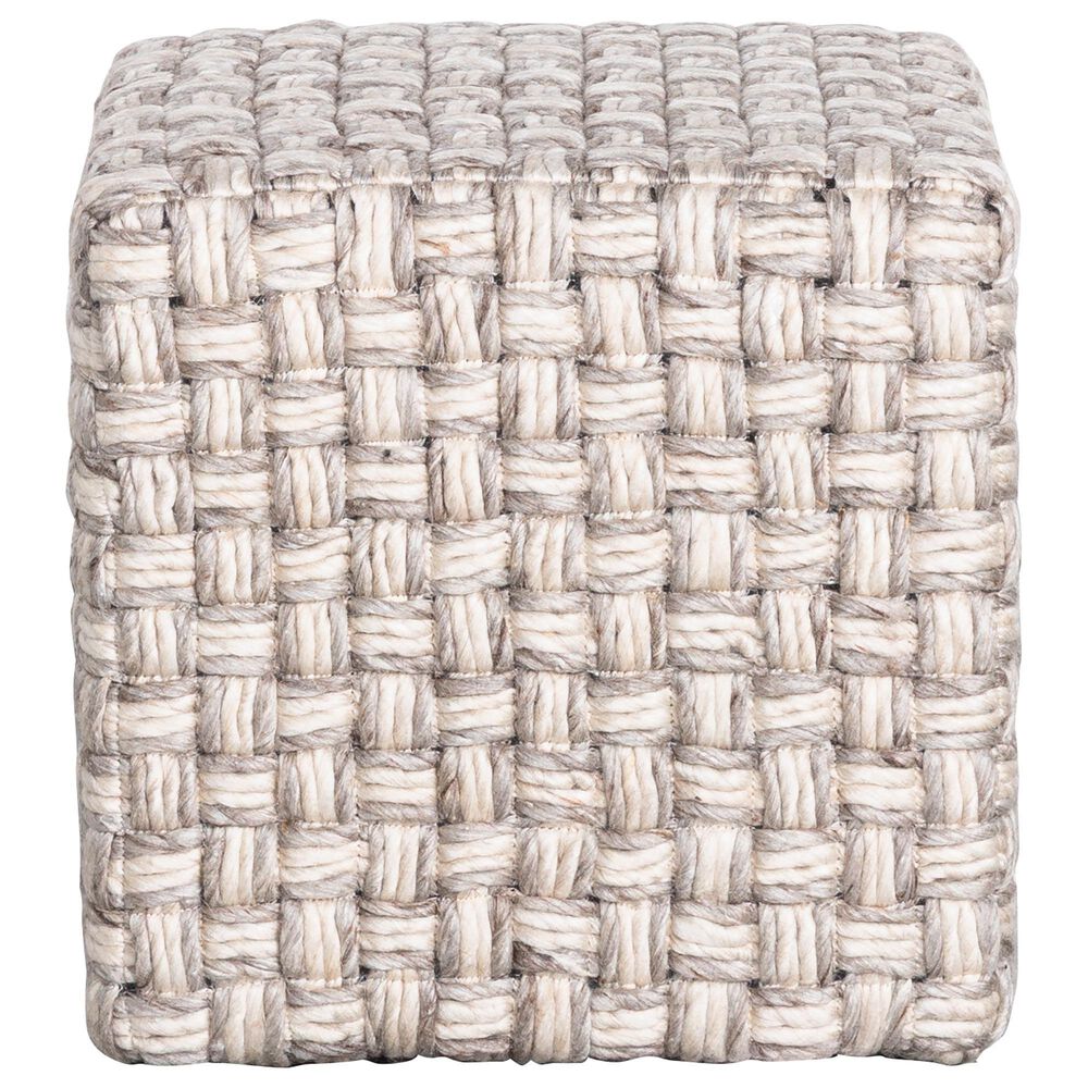 Surya Cordoba Pouf in Cream and Light Brown, , large