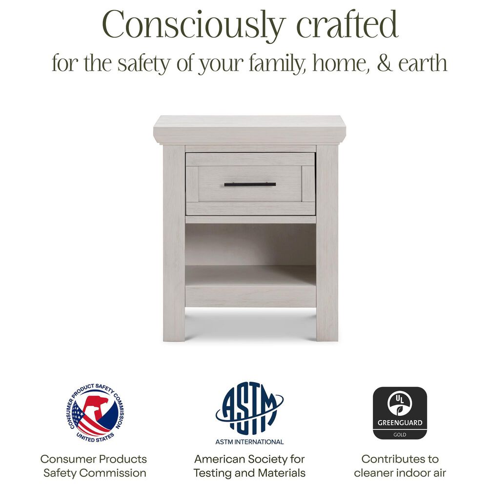 DaVinci Emory Farmhouse 1-Drawer Nightstand in White Driftwood, , large
