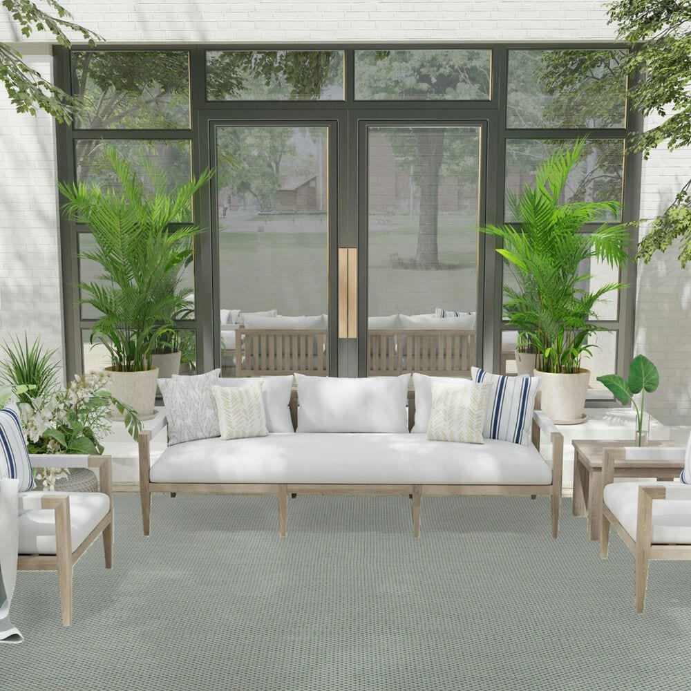 Nourison Courtyard Ivory and Aqua 9&#39; x 12&#39; Indoor/Outdoor Area Rug, , large