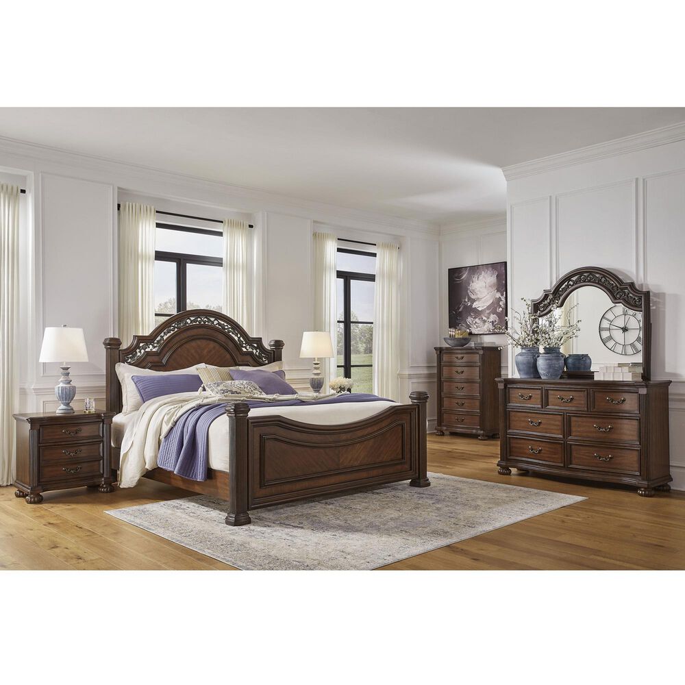 Ashley Lavinton 5-Piece King Bedroom Set in Rich Cherry Brown, , large