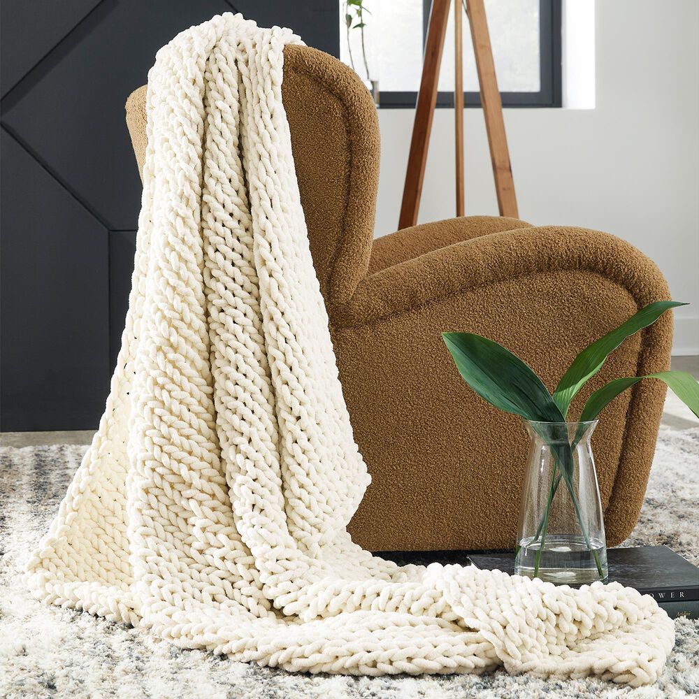 Ashley Chaddon 51&quot; x 62&quot; Throw in Ivory, , large