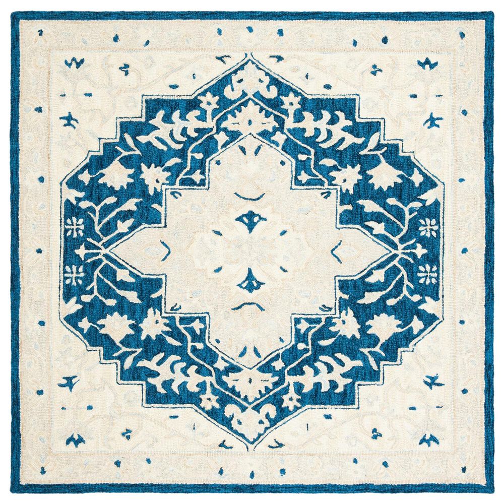 Safavieh Micro-Loop 5" Square Navy and Ivory Area Rug, , large