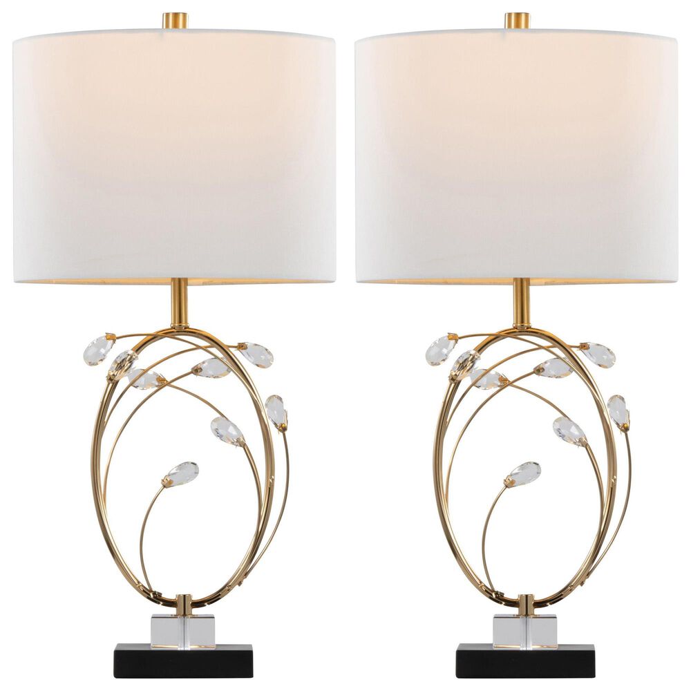 LumiSource Crystal Buds Table Lamp in Black, Clear and Gold (Set of 2), , large