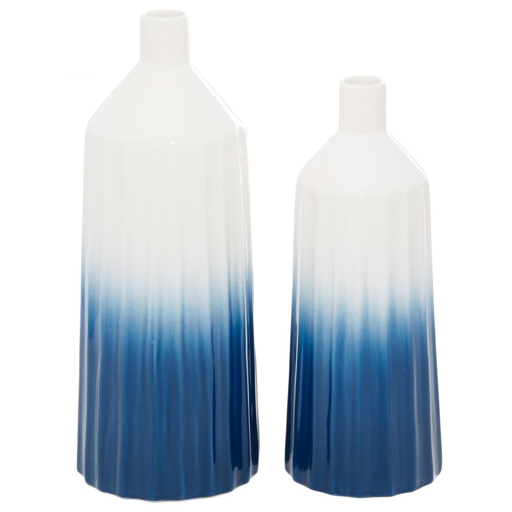 Novogratz 16" Coastal Vase in Royal Blue and White (Set of 2), , large