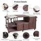 HOMLUX 75.4" Outdoor Kitchen Island with Sink, Solid Wood Outdoor Grill Cart for XL Green Egg Grills, Rolling Outdoor Bar Cart with Stainless Steel Top, for Pizza Prep & BBQ, Brown, , large