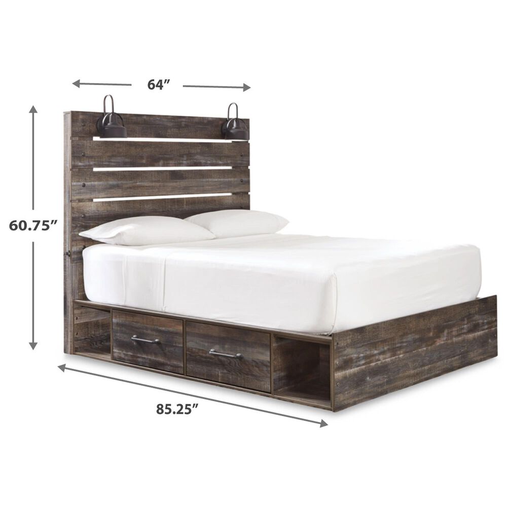 Ashley Drystan Queen Storage Bed with 4 Drawers in Brown Rustic, , large