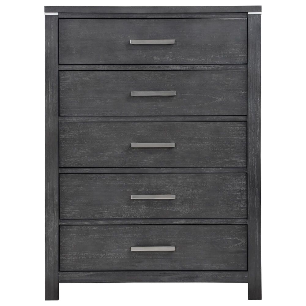 New Heritage Design Odessa 5-Piece King Bedroom Set in Charcoal and Silver, , large