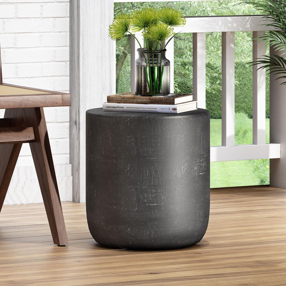 Hearth and Haven Round Patio Side Table in Matte Black, , large