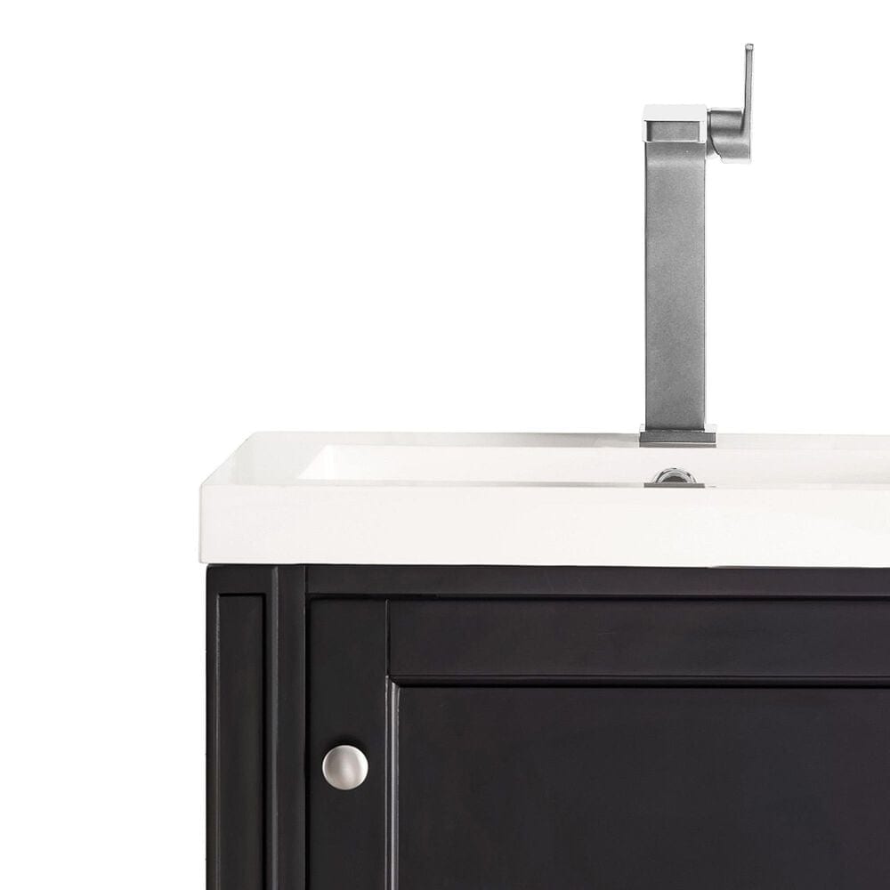James Martin Vanities Britannia 24&quot; Single Bathroom Vanity in Black Onyx with 3.5 cm White Glossy Resin Top and Rectangular Sink, , large