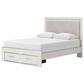 Ashley Zuraleus Queen Upholstered Storage Bed with Two Nightstands in Matte White, , large