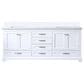 Lexora Home Dukes 80" Double Bathroom Vanity in White with 2 cm White Cultured Marble Top and Rectangular Sinks, , large