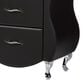 Baxton Studio Erin 2-Drawer Nightstand with Black Faux Leather Upholstery in Chrome, , large
