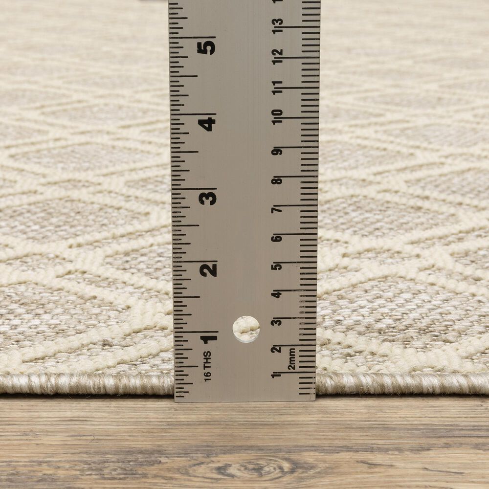 ROW by Oriental Weavers Zarina Ivory and Beige 5'3" x 7'3" Indoor/Outdoor Area Rug, , large