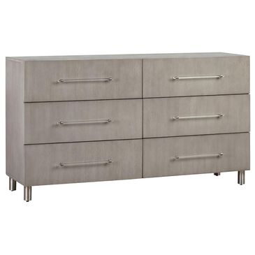 Urban Home Argento 6 Drawer Dresser in Misty Grey and Stainless Steel, , large