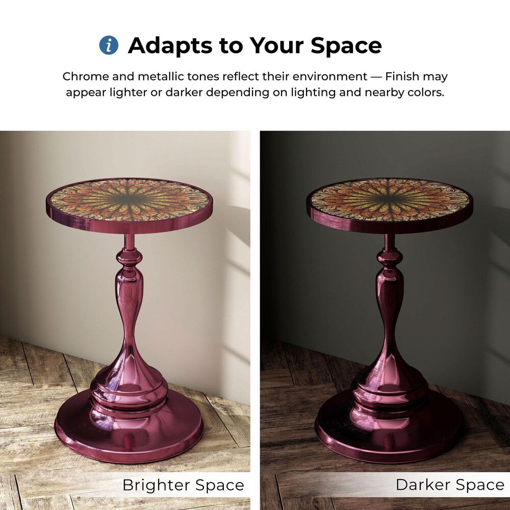 Furniture of America Gleam Round End Table in Polished Purple and Orange, , large