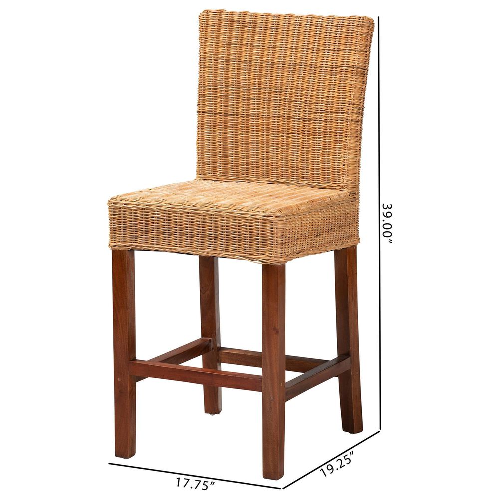Baxton Studio Racquel Counter Stool in Natural and Walnut Brown, , large